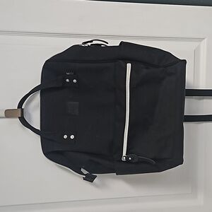 Himawari Black Laptop Backpack Travel Wide Top Open Top